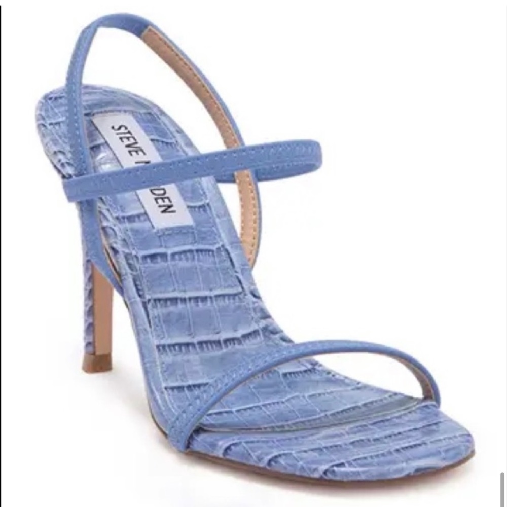 Steve Madden Snap Strappy Heeled Sandal Blue Croco